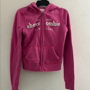 Abercrombie kids iconic bright Pink zippered Jacket. Girls size Large.